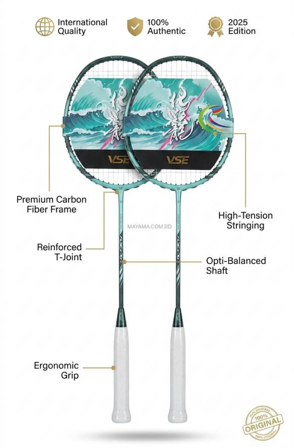 Vse V- Dragon Badminton Racket! White And Pest Colour