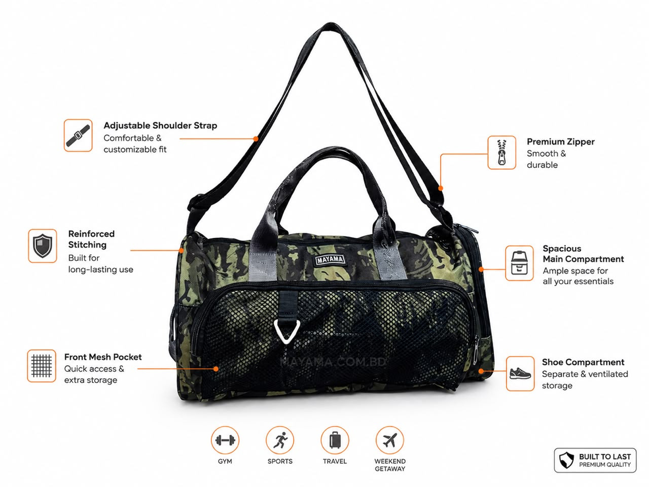 Gym Bag with Shoe Compartment – MAYAMA – Mayama.com.bd