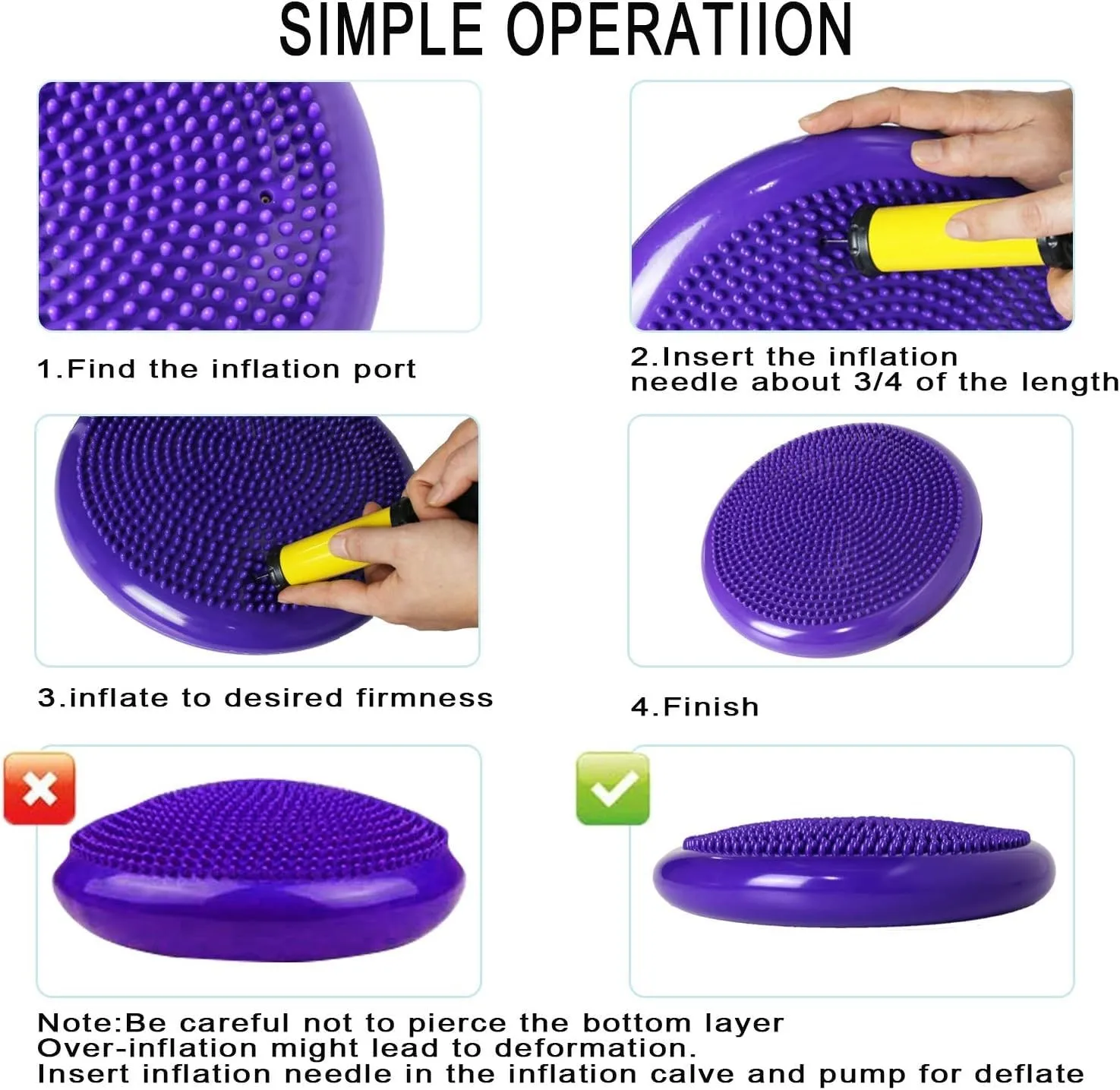 33 cm Inflatable Yoga Balance Massage Cushion