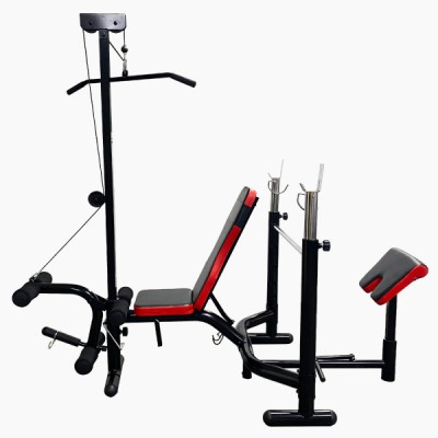 Weight Bench with Lat Pull Down & Preacher Curl – Multi-Function Gym Bench