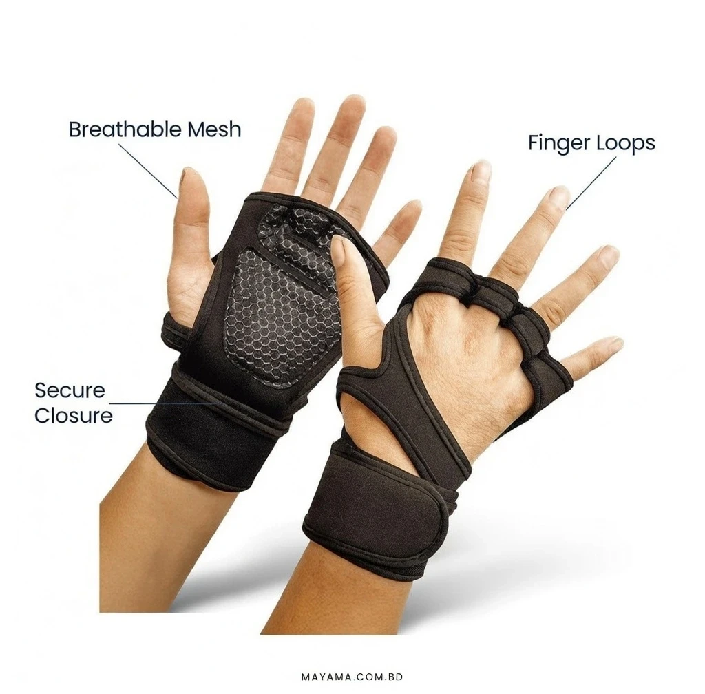 Gloves with Wrist Support for Gym Workouts, Pull Ups Gym & Fitness Gloves