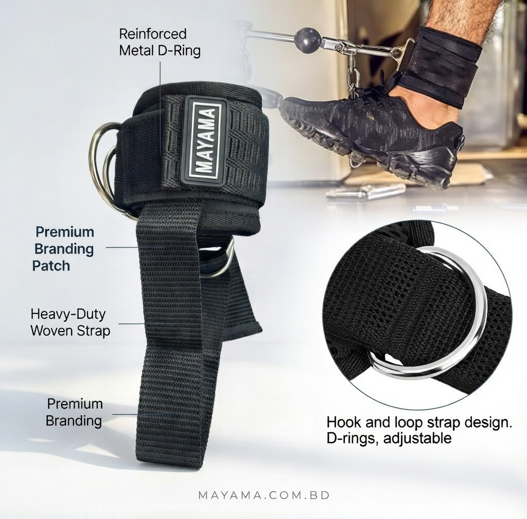 Heavy-Duty Adjustable Gym Ankle Strap – Mayama